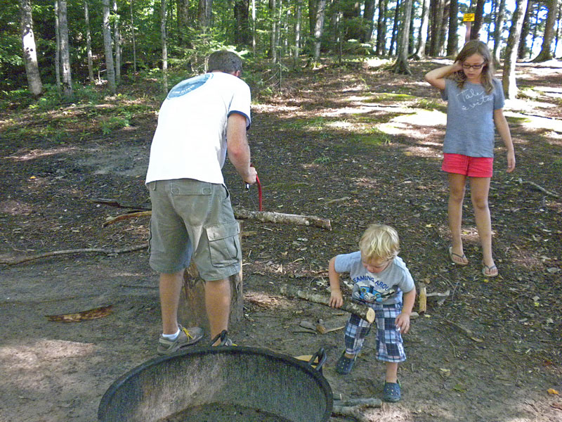 cutting fire wood at petes lake